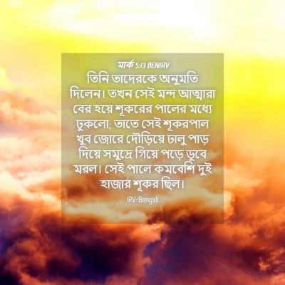Picture 04 - মার্ক 5:13 BENIRV - তিনি তাদেরকে - Bible Verse Picture