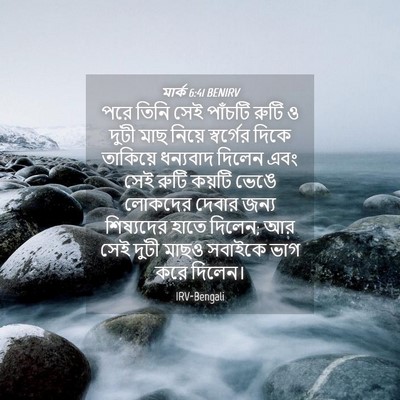 Picture 04 - মার্ক 6:41 BENIRV - পরে তিনি সেই - Bible Verse Picture