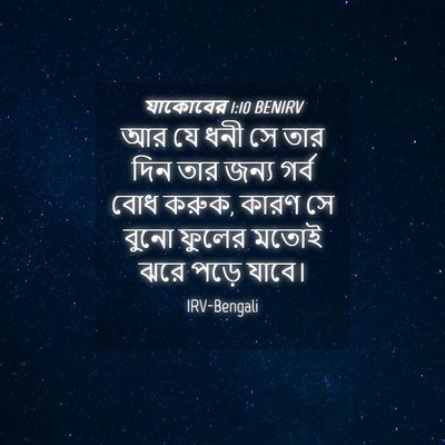 Picture 04 - যাকোবের 1:10 BENIRV - আর যে ধনী সে তার - Bible Verse Picture