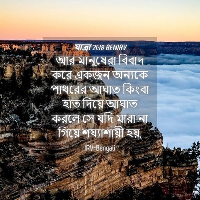 Picture 04 - যাত্ৰা 21:18 BENIRV - আর মানুষেরা বিবাদ - Bible Verse Picture