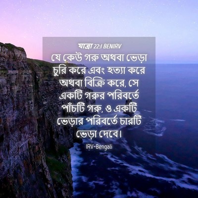 Picture 04 - যাত্ৰা 22:1 BENIRV - যে কেউ গরু অথবা - Bible Verse Picture