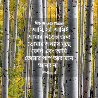 Picture 04 - যিচয়া 43:25 BENIRV - “আমি, হ্যাঁ, আমিই - Bible Verse Picture