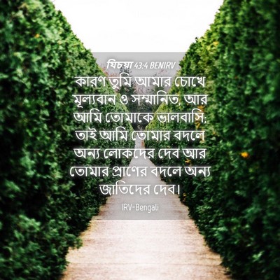 Picture 04 - যিচয়া 43:4 BENIRV - কারণ তুমি আমার - Bible Verse Picture