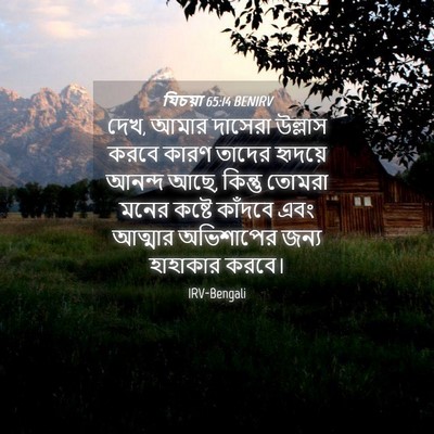 Picture 04 - যিচয়া 65:14 BENIRV - দেখ, আমার দাসেরা - Bible Verse Picture