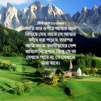 Picture 04 - যিহিষ্কেল 12:13 BENIRV - আমি তার ওপরে আমার - Bible Verse Picture