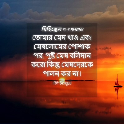 Picture 04 - যিহিষ্কেল 34:3 BENIRV - তোমার মেদ খাও এবং - Bible Verse Picture