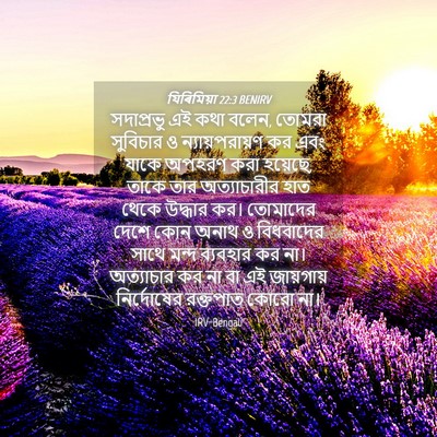 Picture 04 - যিৰিমিয়া 22:3 BENIRV - সদাপ্রভু এই কথা - Bible Verse Picture