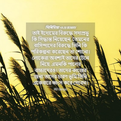 Picture 04 - যিৰিমিয়া 49:20 BENIRV - তাই ইদোমের - Bible Verse Picture