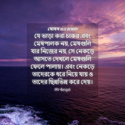 Picture 04 - যোহন 10:12 BENIRV - যে ভাড়া করা চাকর - Bible Verse Picture