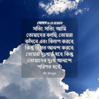 Picture 04 - যোহন 16:20 BENIRV - সত্যি, সত্যি, আমি - Bible Verse Picture