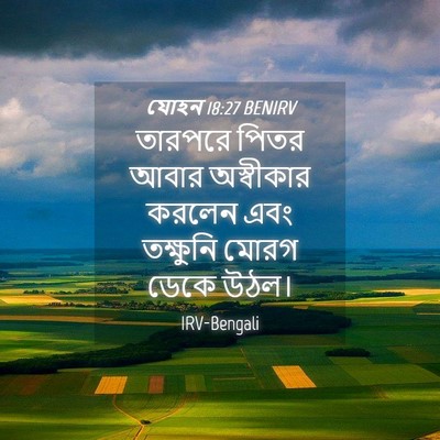 Picture 04 - যোহন 18:27 BENIRV - তারপরে পিতর আবার - Bible Verse Picture