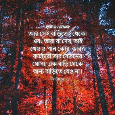 Picture 04 - লূক 10:7 BENIRV - আর সেই বাড়িতেই - Bible Verse Picture