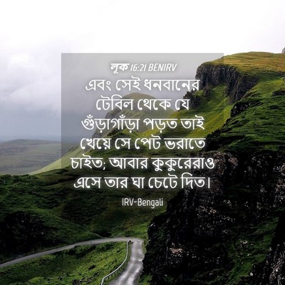 Picture 04 - লূক 16:21 BENIRV - এবং সেই ধনবানের - Bible Verse Picture