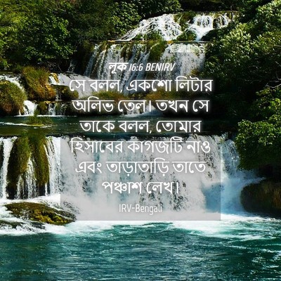 Picture 04 - লূক 16:6 BENIRV - সে বলল, একশো লিটার - Bible Verse Picture
