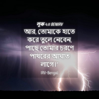 Picture 04 - লূক 4:11 BENIRV - আর, তোমাকে হাতে করে - Bible Verse Picture
