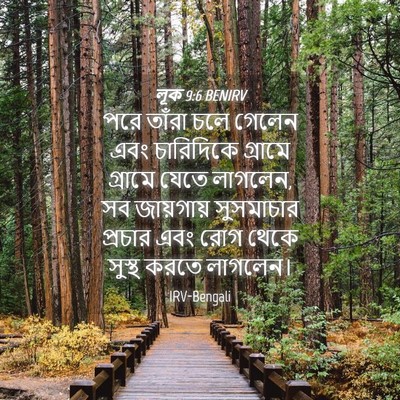 Picture 04 - লূক 9:6 BENIRV - পরে তাঁরা চলে - Bible Verse Picture
