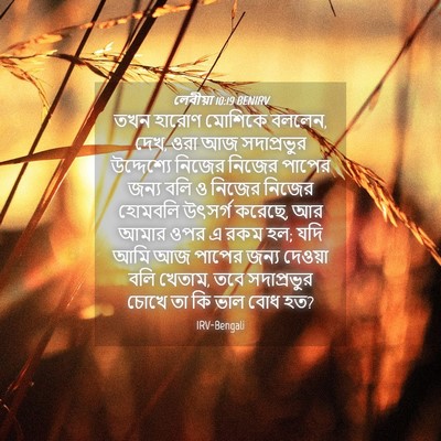 Picture 04 - লেবীয়া 10:19 BENIRV - তখন হারোণ মোশিকে - Bible Verse Picture