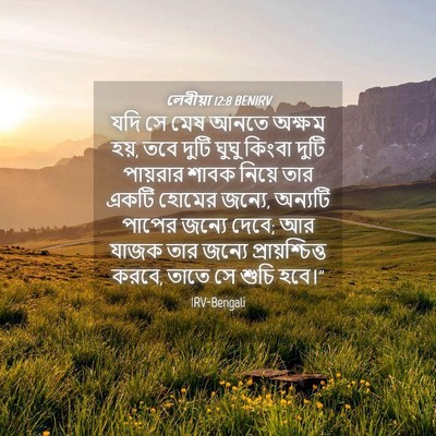 Picture 04 - লেবীয়া 12:8 BENIRV - যদি সে মেষ আনতে - Bible Verse Picture