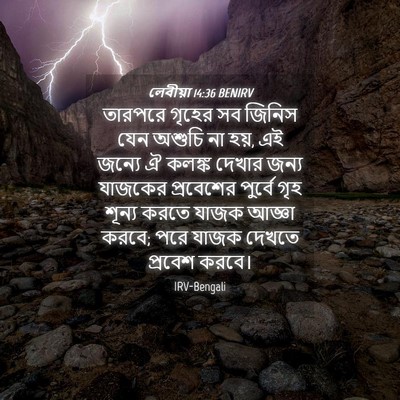 Picture 04 - লেবীয়া 14:36 BENIRV - তারপরে গৃহের সব - Bible Verse Picture