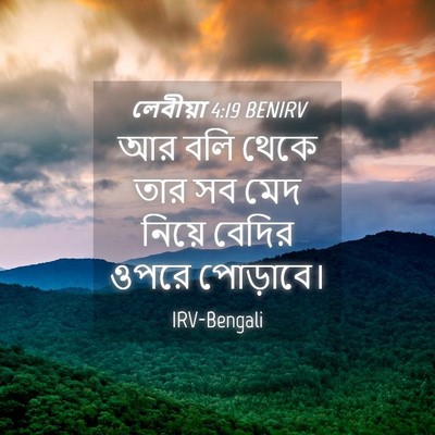 Picture 04 - লেবীয়া 4:19 BENIRV - আর বলি থেকে তার সব - Bible Verse Picture