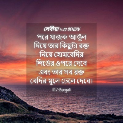 Picture 04 - লেবীয়া 4:30 BENIRV - পরে যাজক আঙুল - Bible Verse Picture