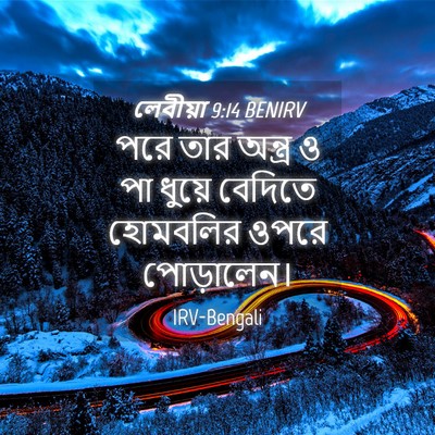 Picture 04 - লেবীয়া 9:14 BENIRV - পরে তার অন্ত্র ও পা - Bible Verse Picture