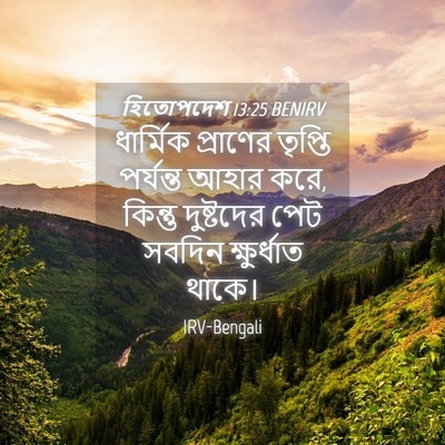 Picture 04 - হিতোপদেশ 13:25 BENIRV - ধার্মিক প্রাণের - Bible Verse Picture