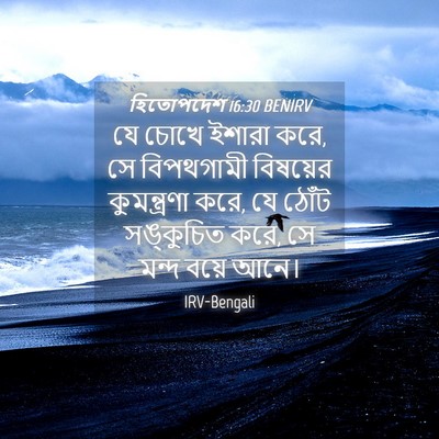 Picture 04 - হিতোপদেশ 16:30 BENIRV - যে চোখে ইশারা করে, - Bible Verse Picture