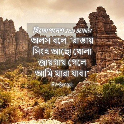 Picture 04 - হিতোপদেশ 22:13 BENIRV - অলস বলে, “রাস্তায় - Bible Verse Picture