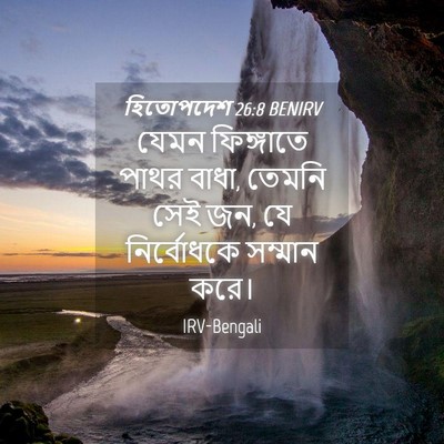 Picture 04 - হিতোপদেশ 26:8 BENIRV - যেমন ফিঙ্গাতে - Bible Verse Picture