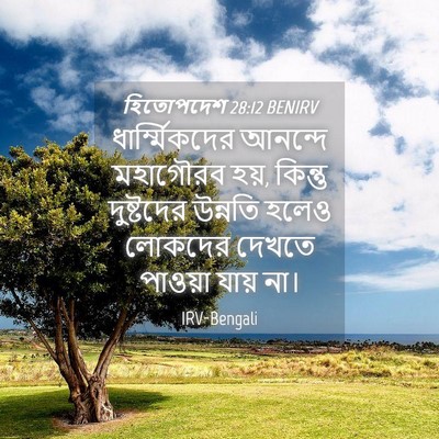 Picture 04 - হিতোপদেশ 28:12 BENIRV - ধার্ম্মিকদের - Bible Verse Picture