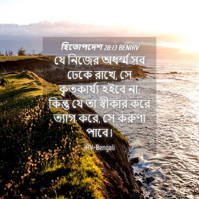 Picture 04 - হিতোপদেশ 28:13 BENIRV - যে নিজের অধর্ম্ম - Bible Verse Picture