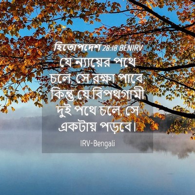 Picture 04 - হিতোপদেশ 28:18 BENIRV - যে ন্যায়ের পথে - Bible Verse Picture