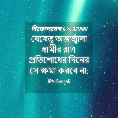 Picture 04 - হিতোপদেশ 6:34 BENIRV - যেহেতু - Bible Verse Picture