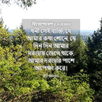 Picture 04 - হিতোপদেশ 8:34 BENIRV - ধনী সেই ব্যক্তি, যে - Bible Verse Picture