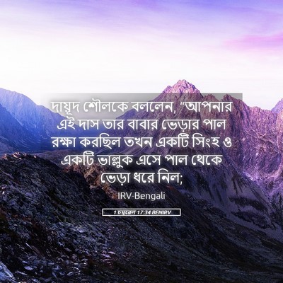 Picture 05 - 1 চমূৱেল 17:34 BENIRV - দায়ূদ শৌলকে - Bible Verse Picture