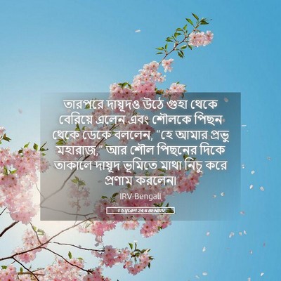 Picture 05 - 1 চমূৱেল 24:8 BENIRV - তারপরে দায়ূদও - Bible Verse Picture