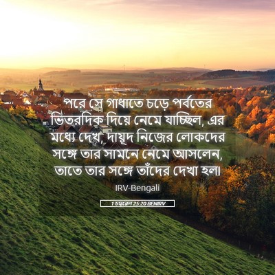 Picture 05 - 1 চমূৱেল 25:20 BENIRV - পরে সে গাধাতে চড়ে - Bible Verse Picture