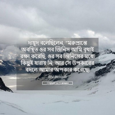 Picture 05 - 1 চমূৱেল 25:21 BENIRV - দায়ূদ বলেছিলেন, - Bible Verse Picture