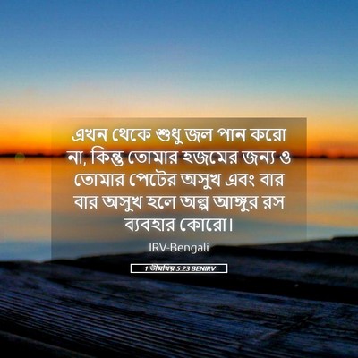 Picture 05 - 1 তীমথিয় 5:23 BENIRV - এখন থেকে শুধু জল - Bible Verse Picture