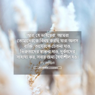 Picture 05 - 1 থিচলনীকীয়া 5:14 BENIRV - আর, হে ভাইয়েরা, - Bible Verse Picture