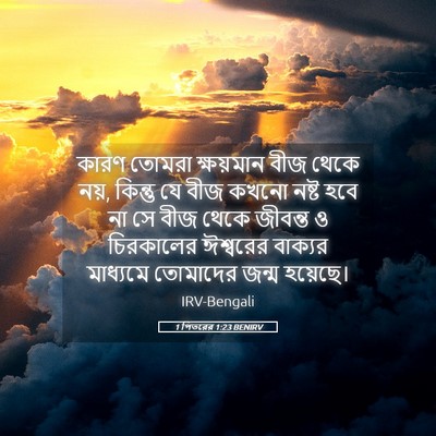 Picture 05 - 1 পিতরের 1:23 BENIRV - কারণ তোমরা - Bible Verse Picture