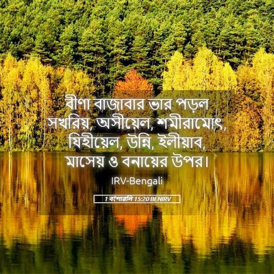 Picture 05 - 1 বংশাৱলি 15:20 BENIRV - বীণা বাজাবার ভার - Bible Verse Picture