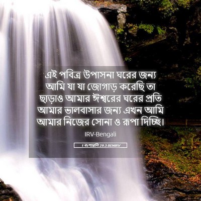 Picture 05 - 1 বংশাৱলি 29:3 BENIRV - এই পবিত্র উপাসনা - Bible Verse Picture