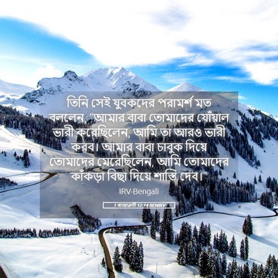 Picture 05 - 1 ৰাজাৱলী 12:14 BENIRV - তিনি সেই যুবকদের - Bible Verse Picture