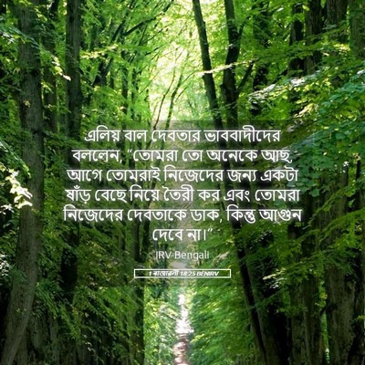 Picture 05 - 1 ৰাজাৱলী 18:25 BENIRV - এলিয় বাল দেবতার - Bible Verse Picture