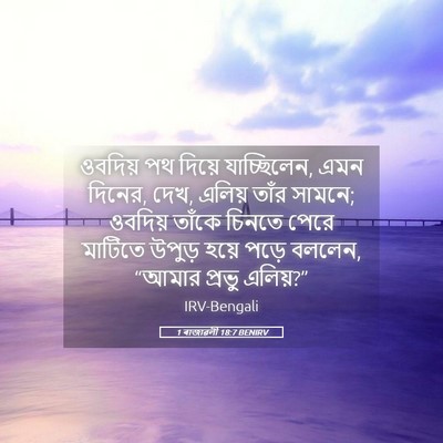Picture 05 - 1 ৰাজাৱলী 18:7 BENIRV - ওবদিয় পথ দিয়ে - Bible Verse Picture