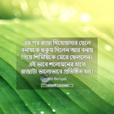 Picture 05 - 1 ৰাজাৱলী 2:46 BENIRV - এর পর রাজা - Bible Verse Picture