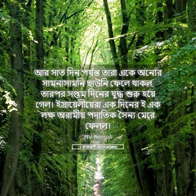 Picture 05 - 1 ৰাজাৱলী 20:29 BENIRV - আর সাত দিন পর্যন্ত - Bible Verse Picture