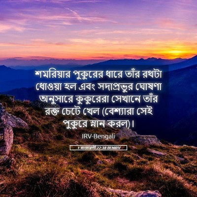 Picture 05 - 1 ৰাজাৱলী 22:38 BENIRV - শমরিয়ার পুকুরের - Bible Verse Picture